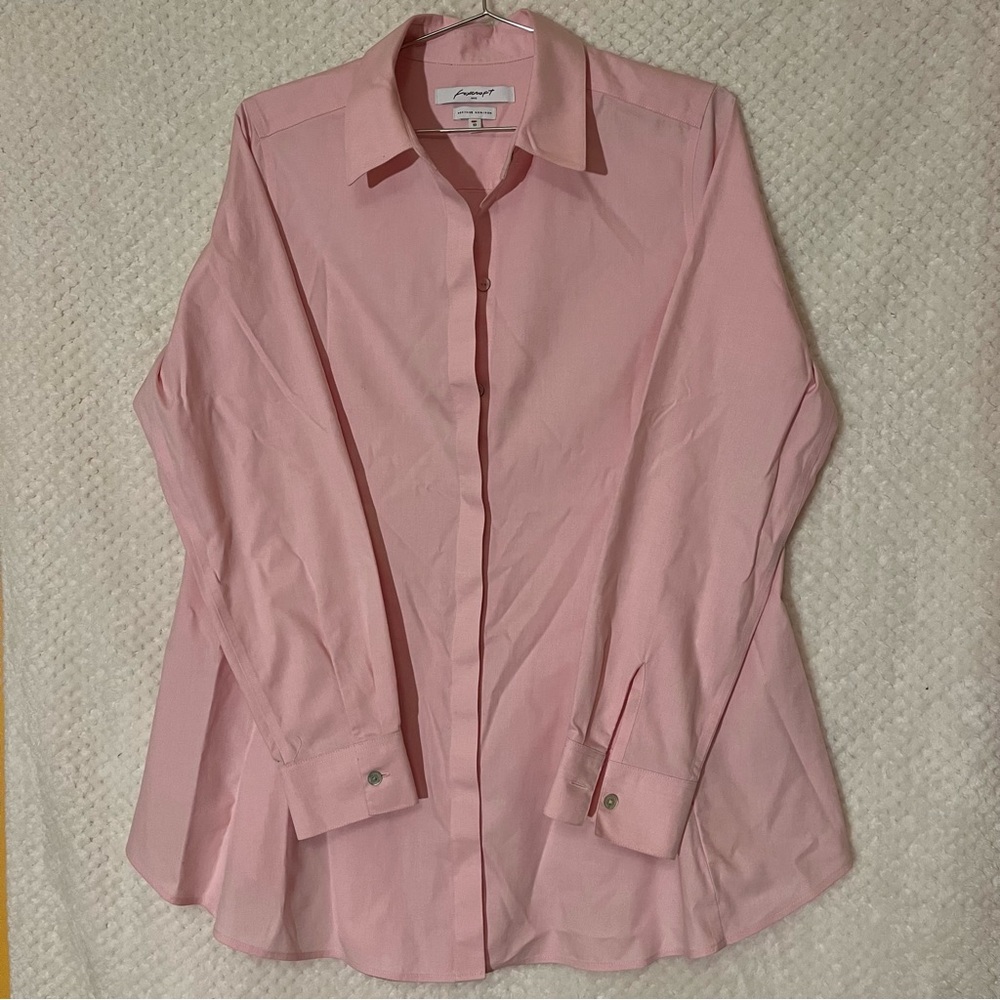 Foxcroft Heritage NonIron Pink Button-Down Shirt 100% Cotton Classic Slim Fit 10